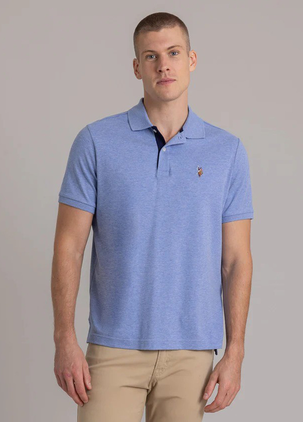 Синяя футболка-поло для мужчин U.S. Polo Assn. меланжевая