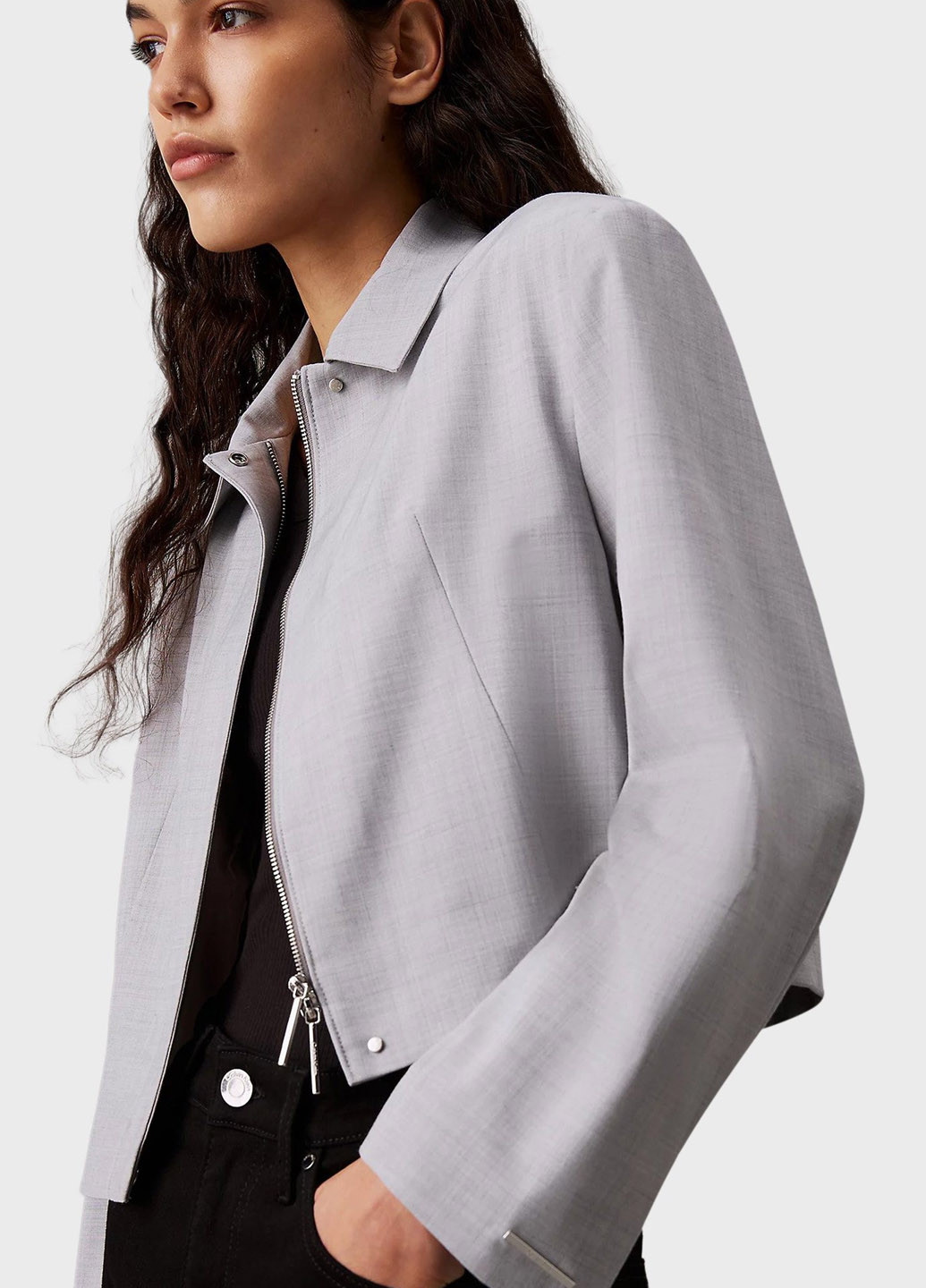 Серый женский жакет Calvin Klein однотонный - демисезонный