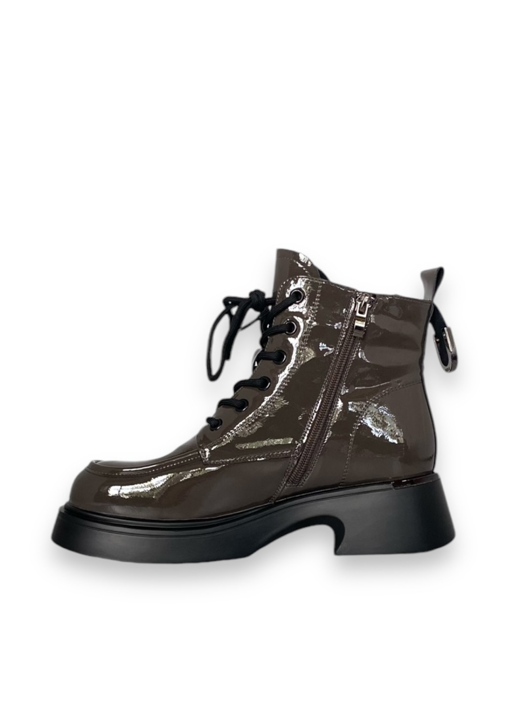 Осенние ботинки ALLSY лаковые, со шнуровкой из искусственной кожи
