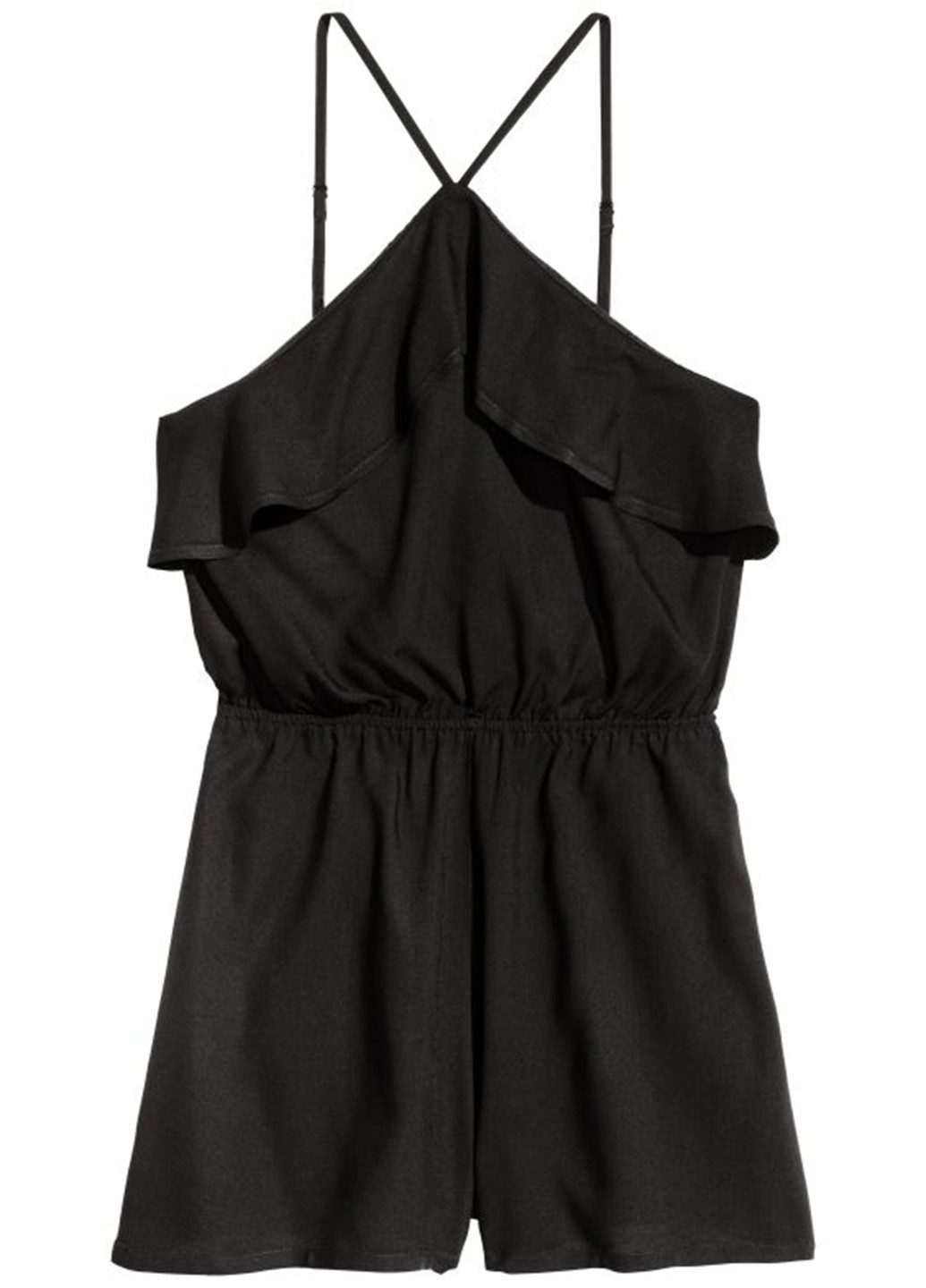 Комбинезон H&M комбинезон-шорты однотонный чёрный кэжуал вискоза