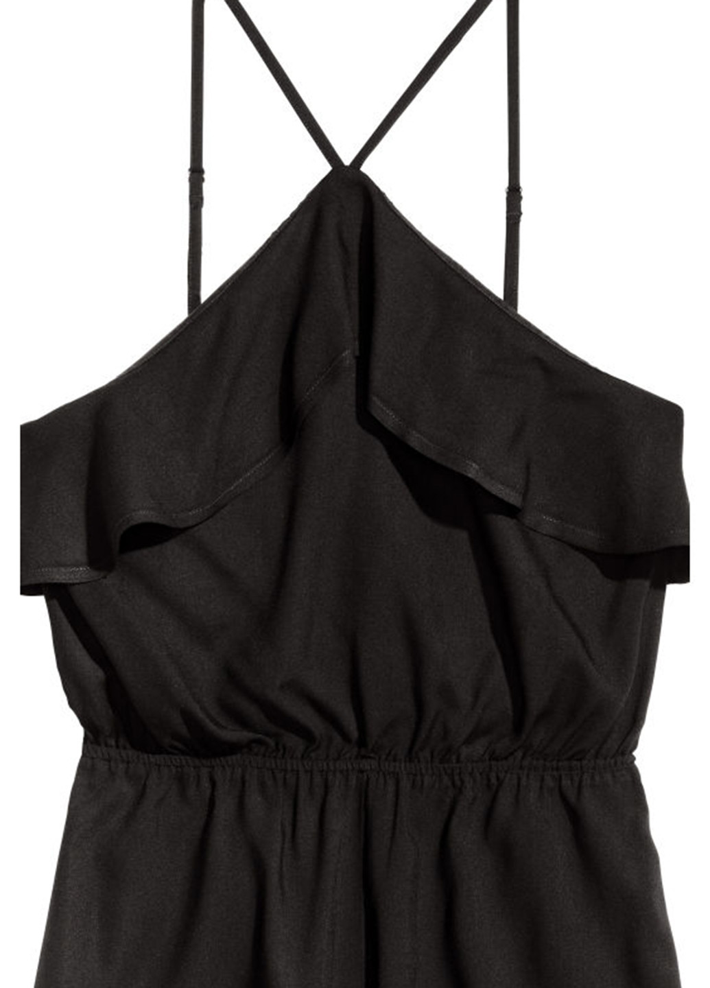 Комбинезон H&M комбинезон-шорты однотонный чёрный кэжуал вискоза