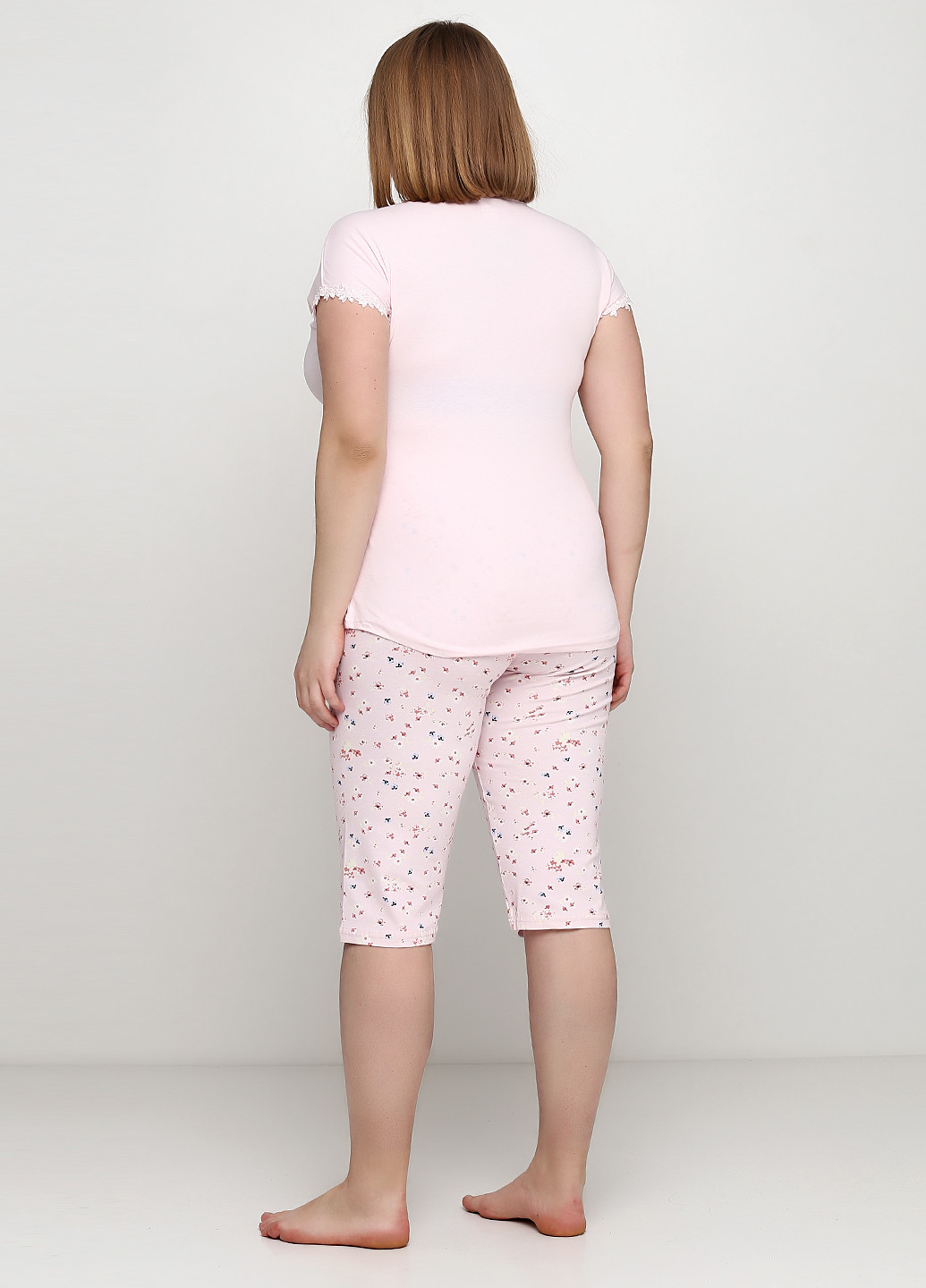 Светло-розовая всесезон пижама (футболка, бриджи) футболка + бриджи Sexen