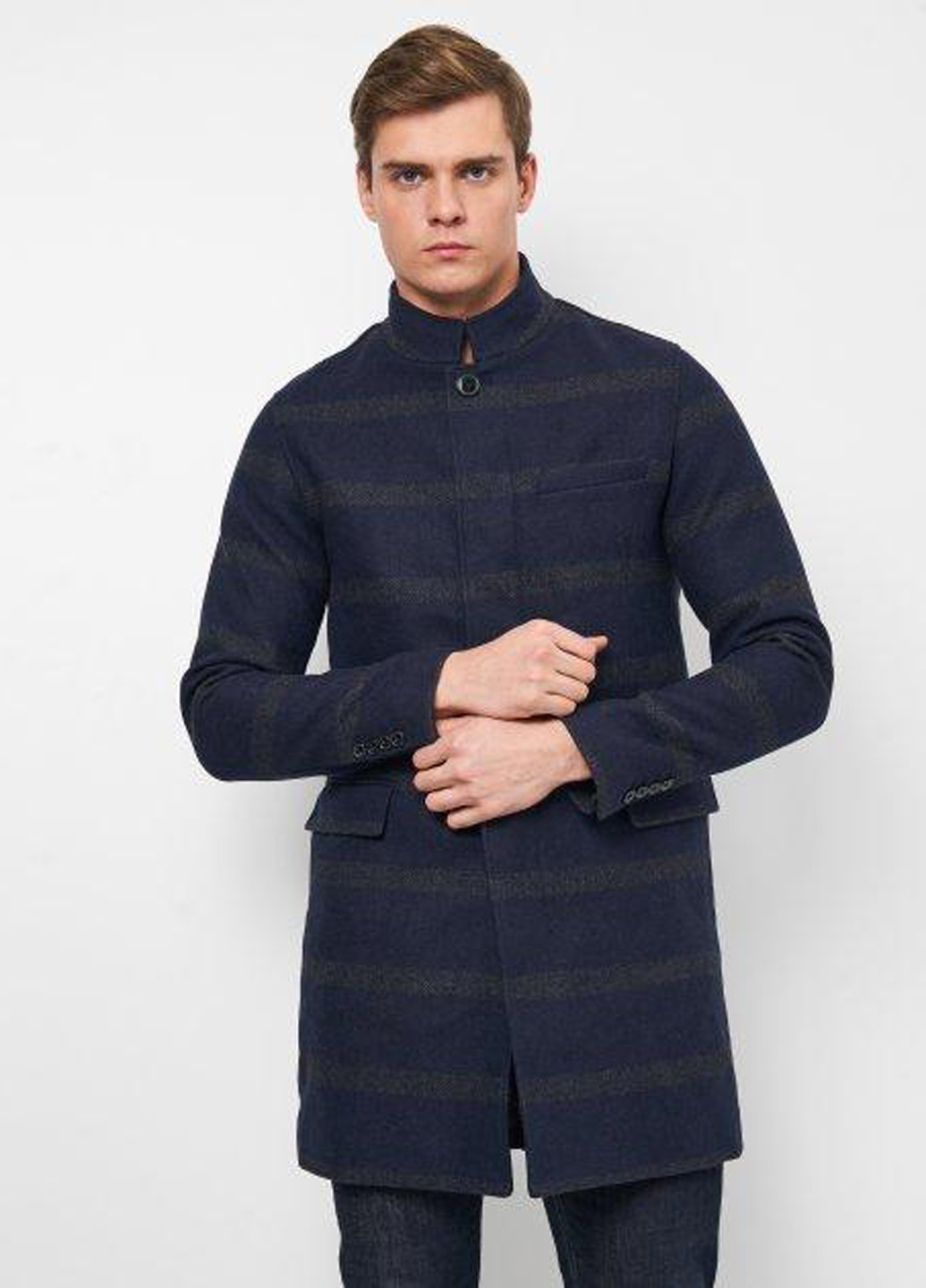 Темно-синее демисезонное Пальто однобортное Selected Homme