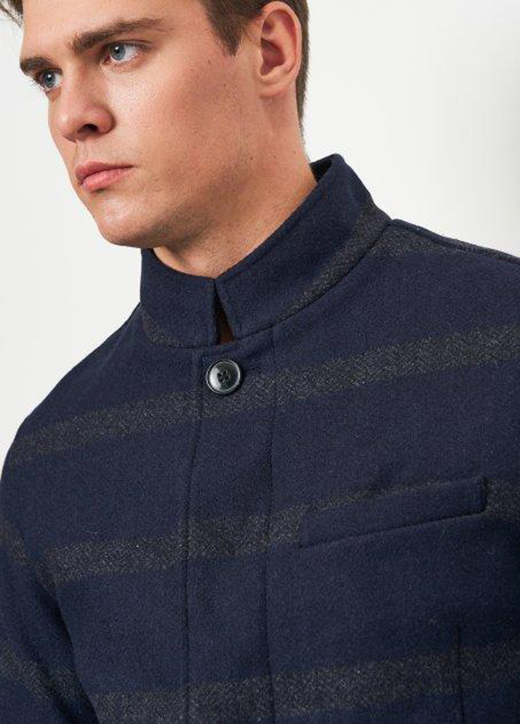 Темно-синее демисезонное Пальто однобортное Selected Homme