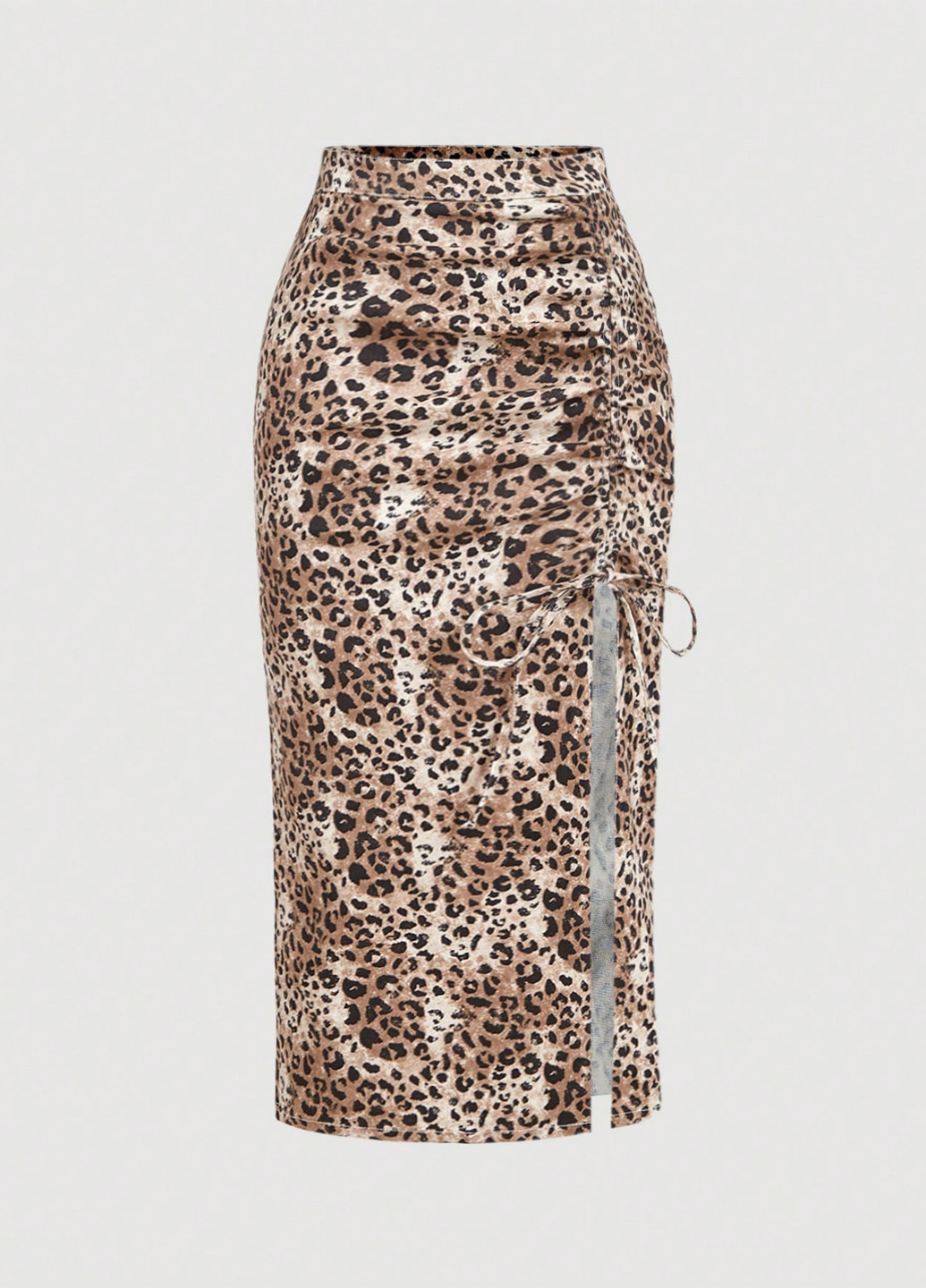 Светло-коричневая джинсовая, кэжуал леопардовая юбка SHEIN карандаш