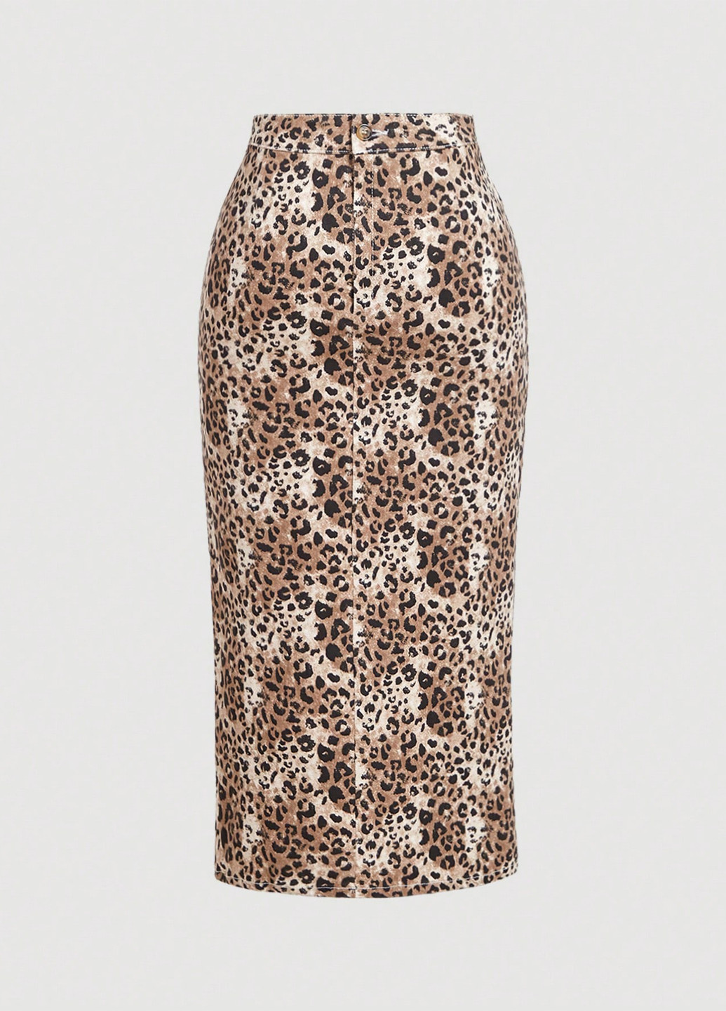 Светло-коричневая джинсовая, кэжуал леопардовая юбка SHEIN карандаш