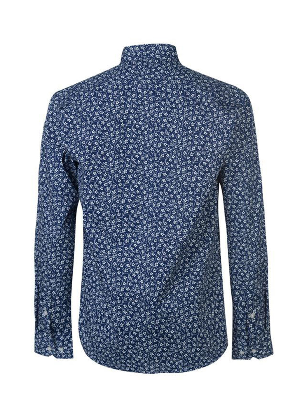 Темно-синяя кэжуал рубашка с цветами Pierre Cardin с длинным рукавом
