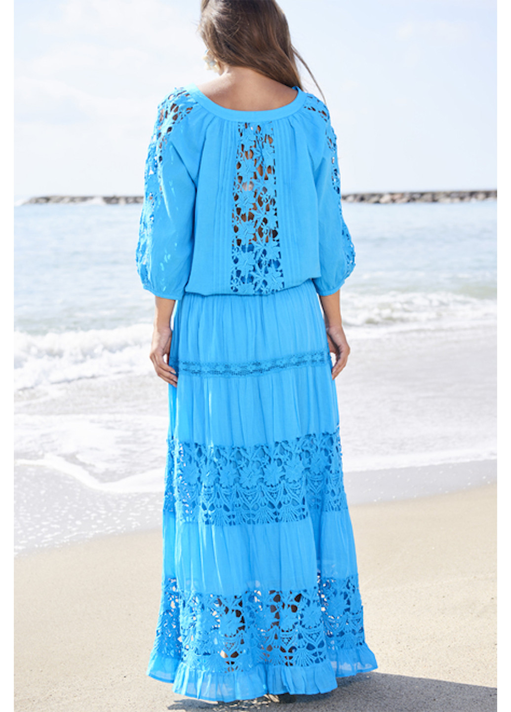 Голубая пляжный однотонная юбка Fresh cotton клешированная
