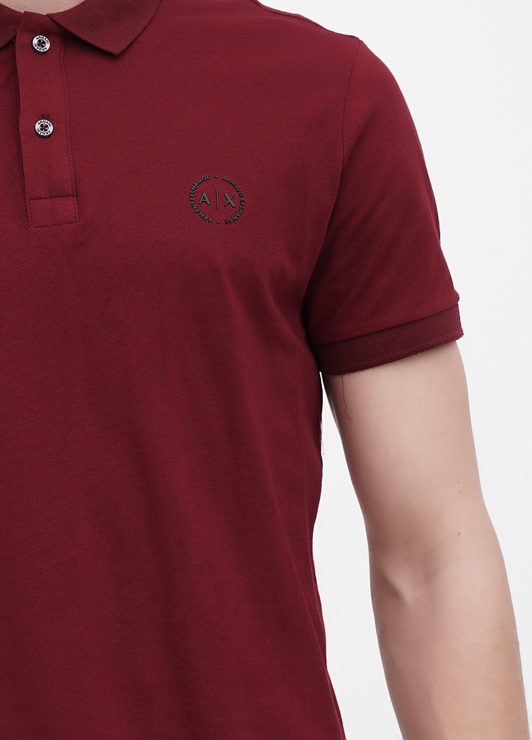 Бордовая футболка-поло для мужчин Armani Exchange с логотипом
