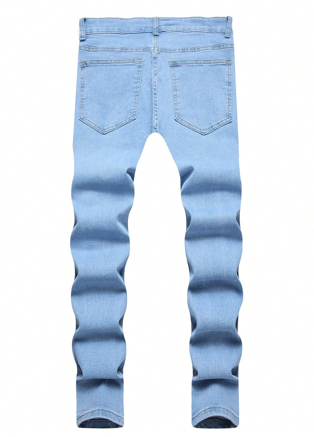 Голубые демисезонные зауженные джинсы SHEIN