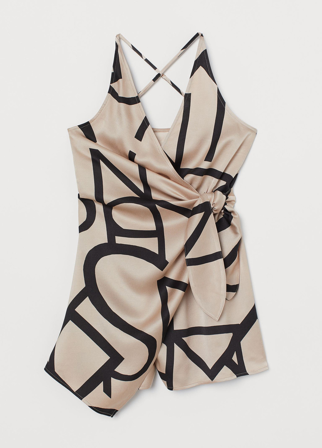 Комбинезон H&M комбинезон-шорты рисунок бежевый кэжуал атлас, вискоза