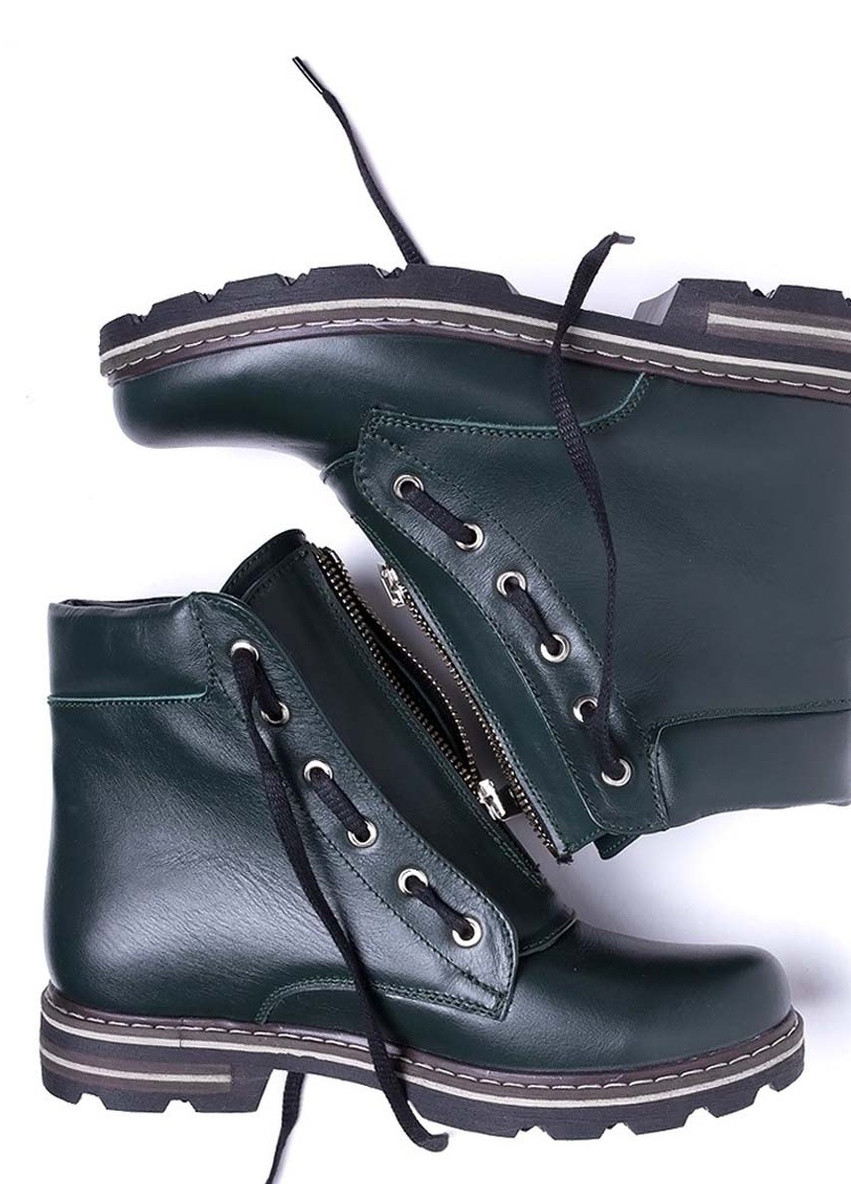 Зеленые зимняя женские ботинки зеленый натуральная кожа украина Alkir