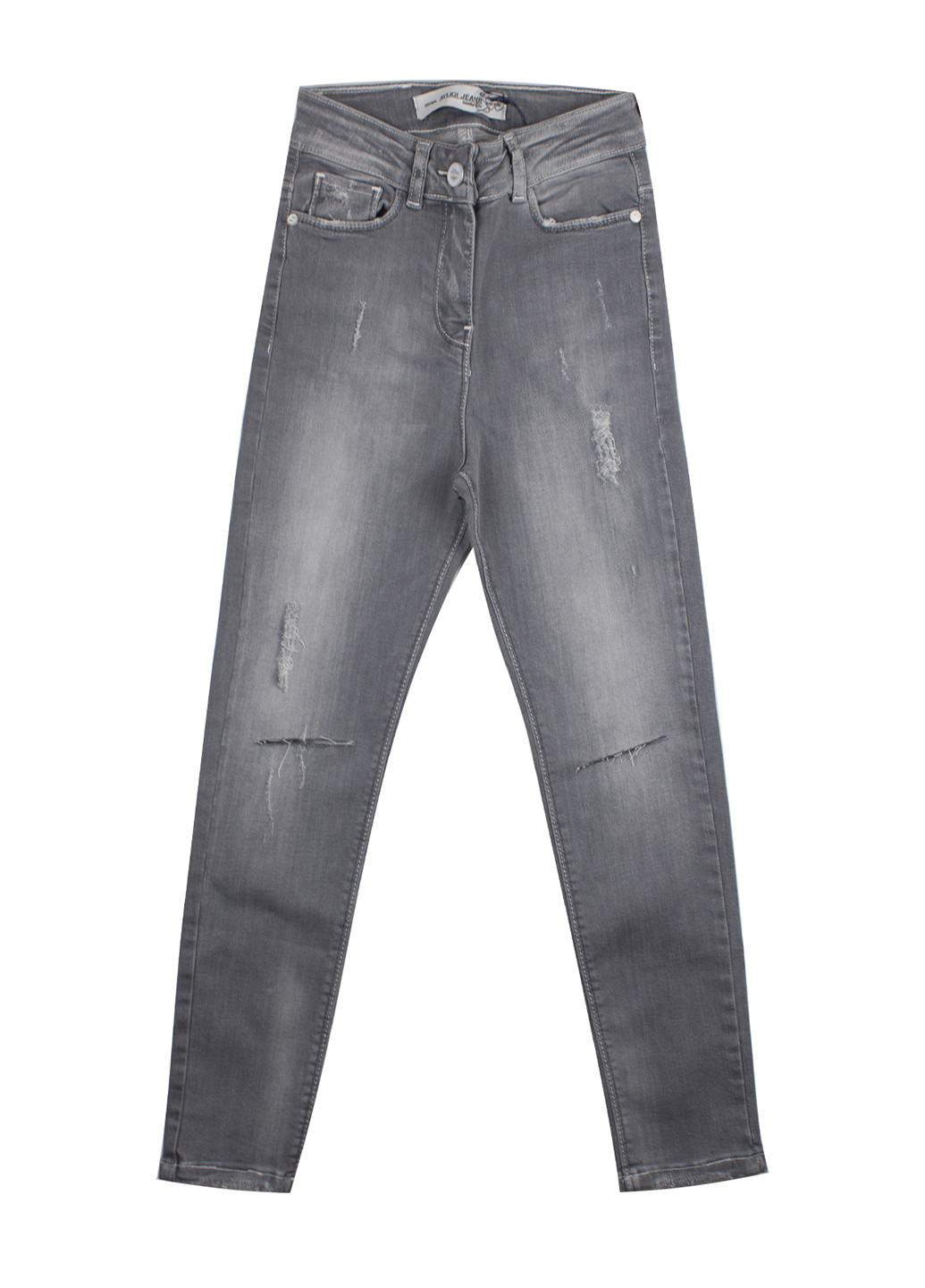 Серые демисезонные с высокой талией джинсы A-yugi