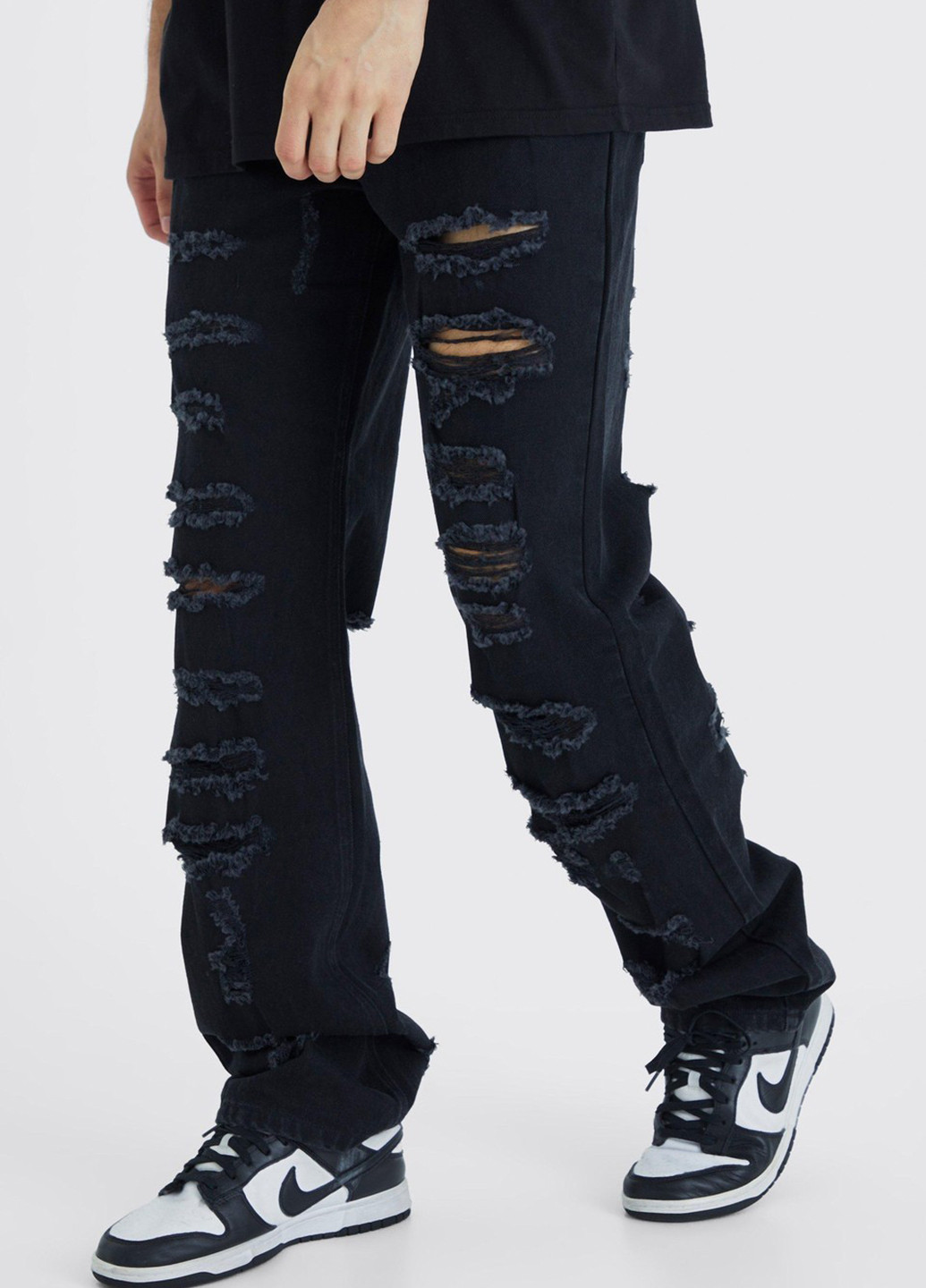 Черные демисезонные прямые джинсы Boohoo