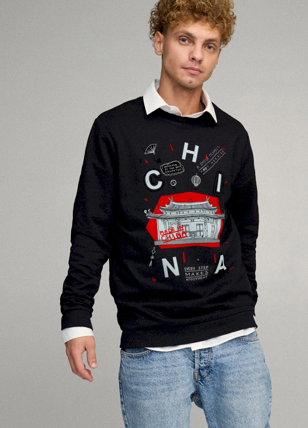 Чорний свитшот мужской oversize /no flis/ YAPPI малюнок (254557791)