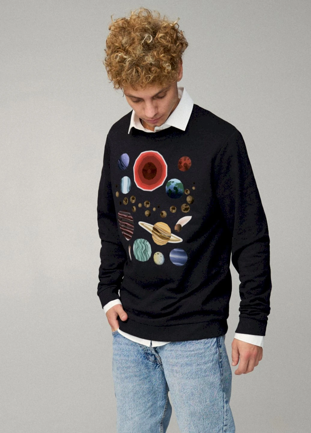 Чорний світшот чоловічий oversize /no flis/ YAPPI малюнок (251424243)