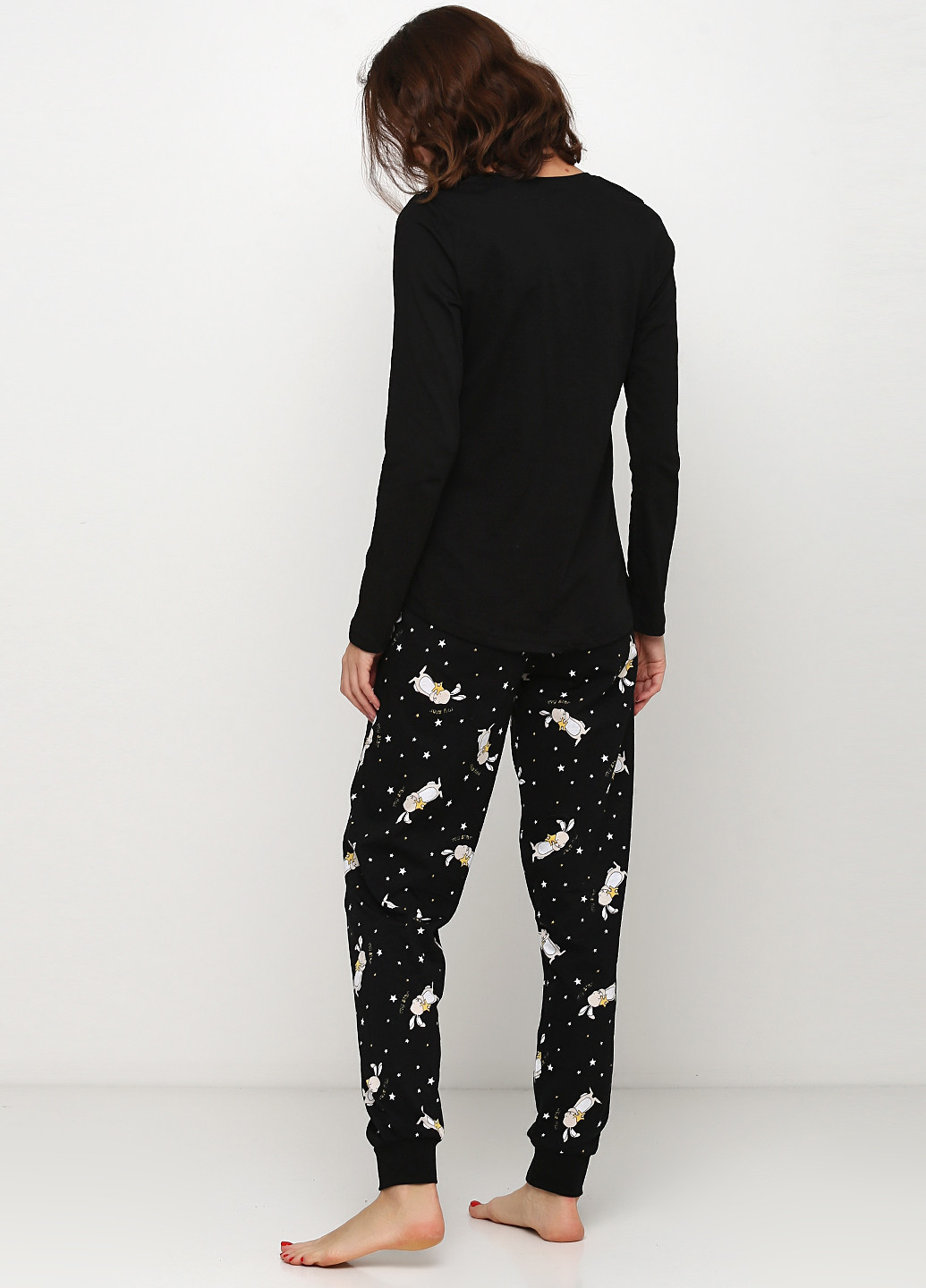 Чорна всесезон піжама (лонгслів, брюки) лонгслив + брюки Vienetta