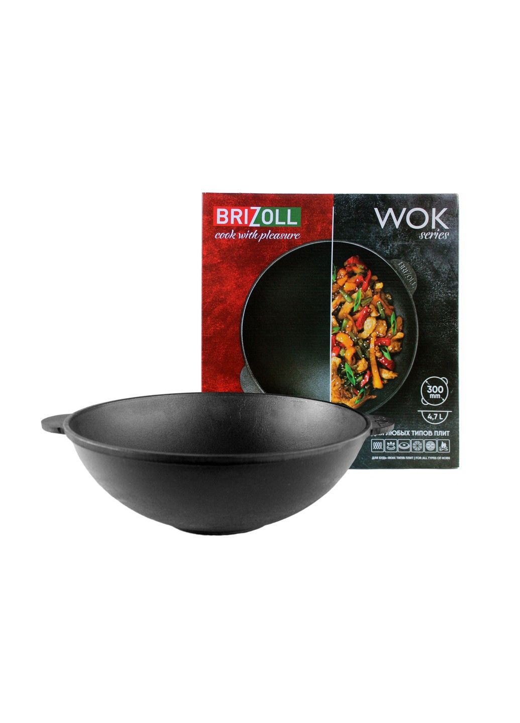 Чугунная сковорода WOK 4,7 л Brizoll (255190683)