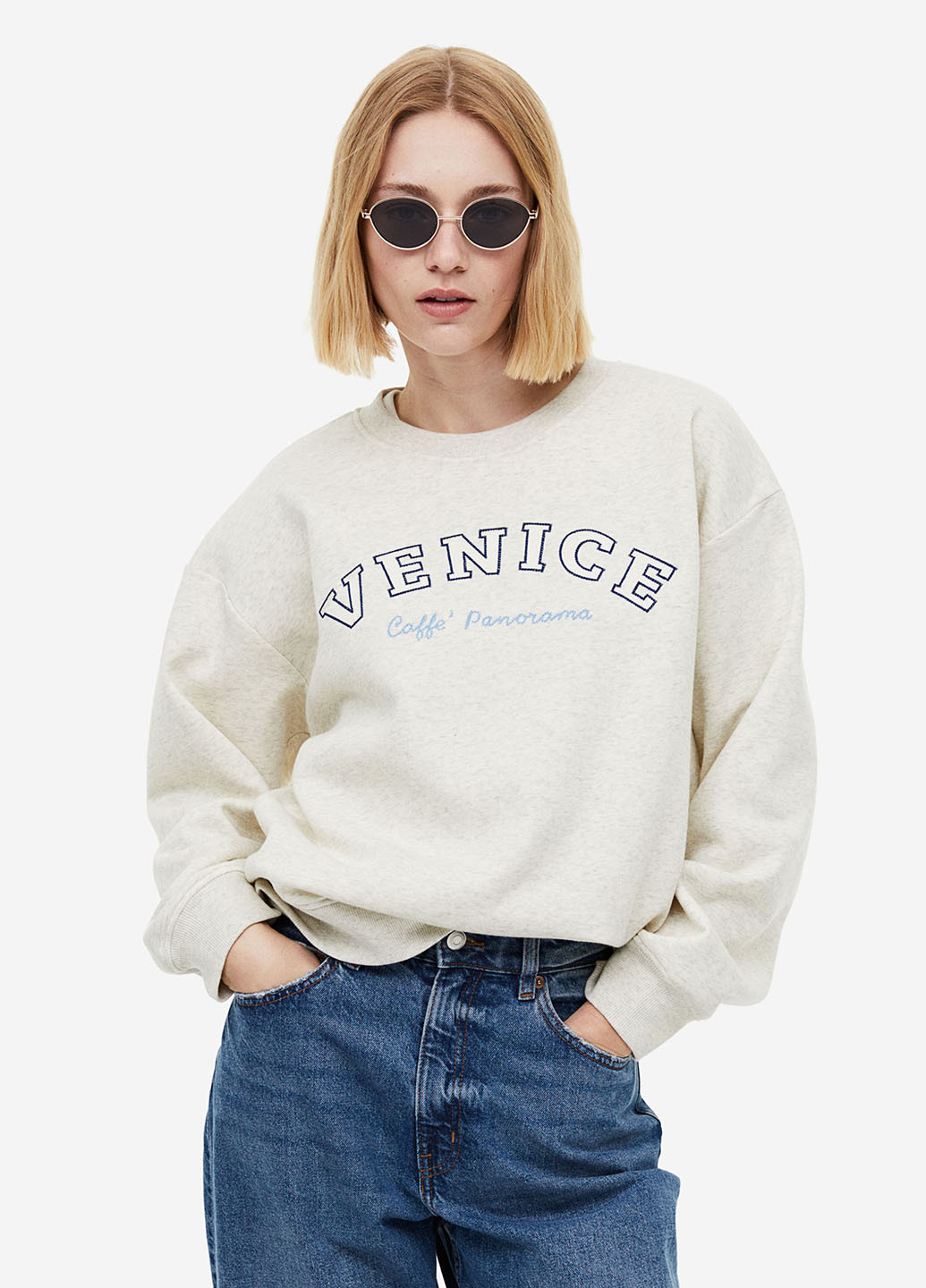 Світло-сірий світшот H&M меланж бісер (292951743)