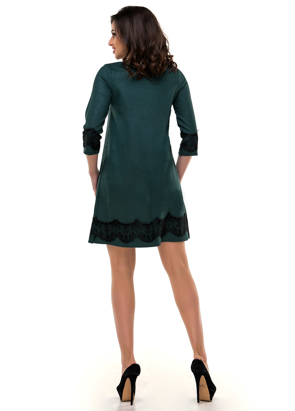 Бутылочное зеленое кэжуал платье короткое Olsa фактурное