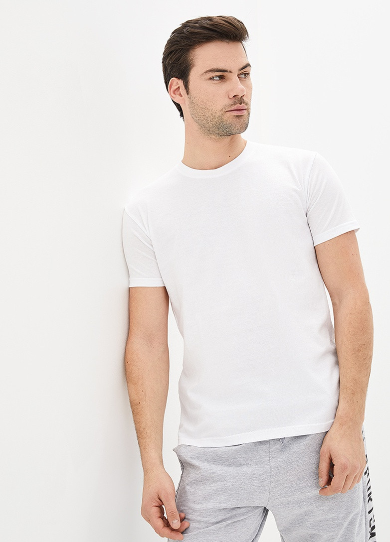 Белая футболка мужская базовая с коротким рукавом Роза