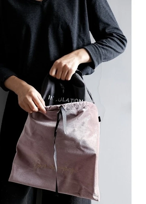 Подвійна термосумка для їжі ланч бег Velvet пудрова No Brand (252643992)