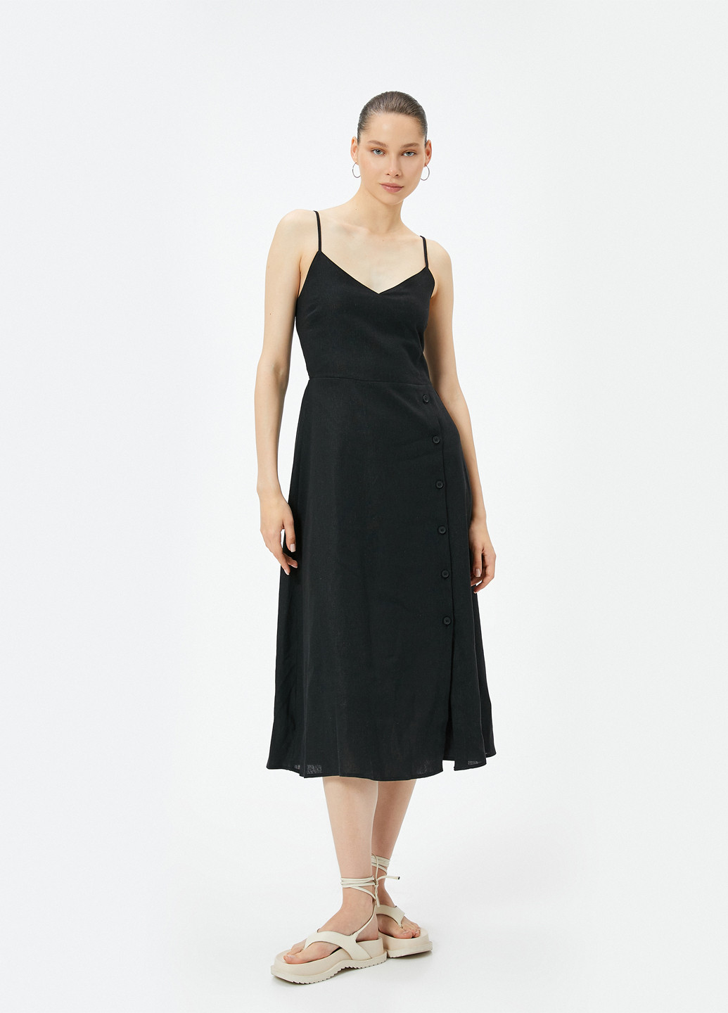 Черное кэжуал платье а-силуэт KOTON однотонное