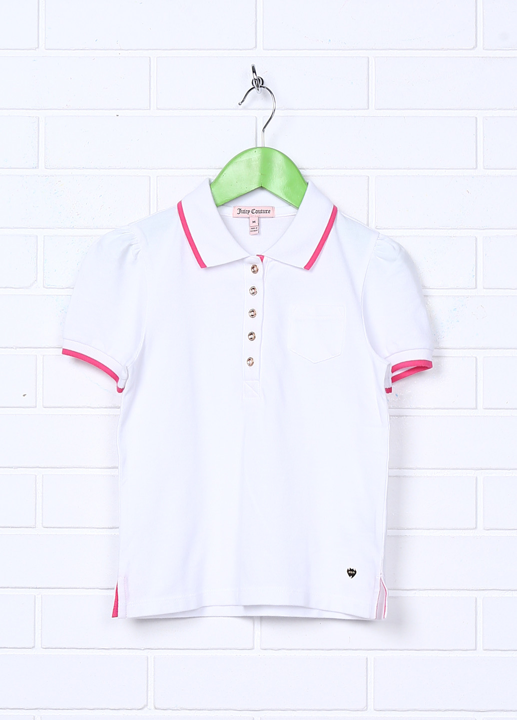 Белая детская футболка-поло для девочки Juicy Couture однотонная