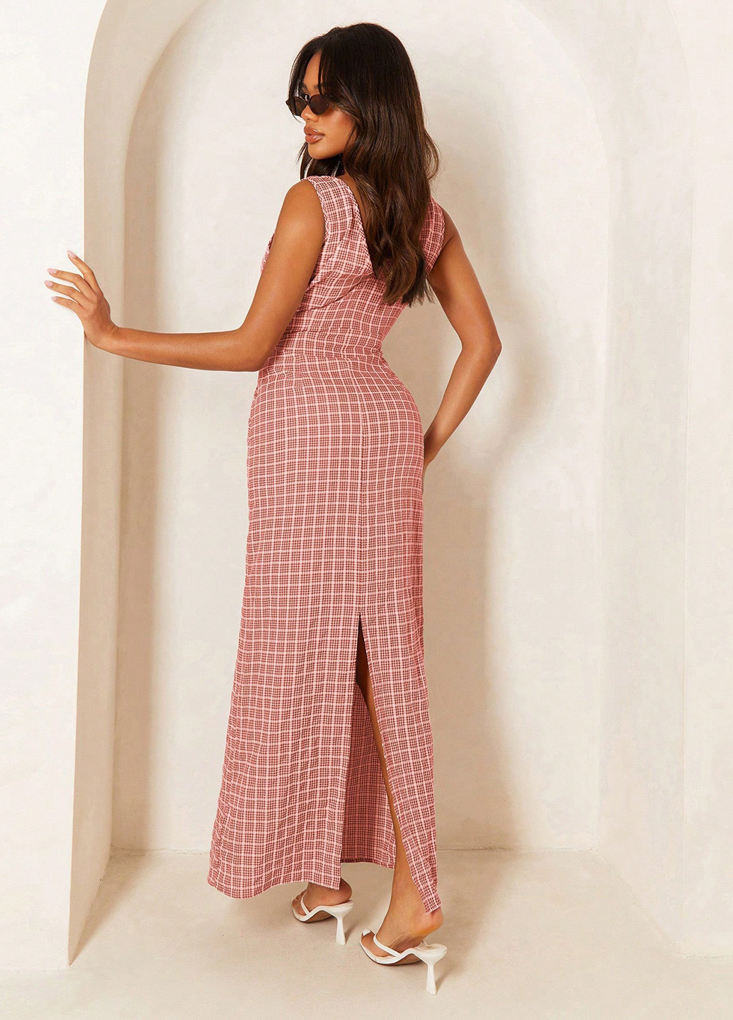 Рожева кежуал сукня силуетна SHEIN в клітинку