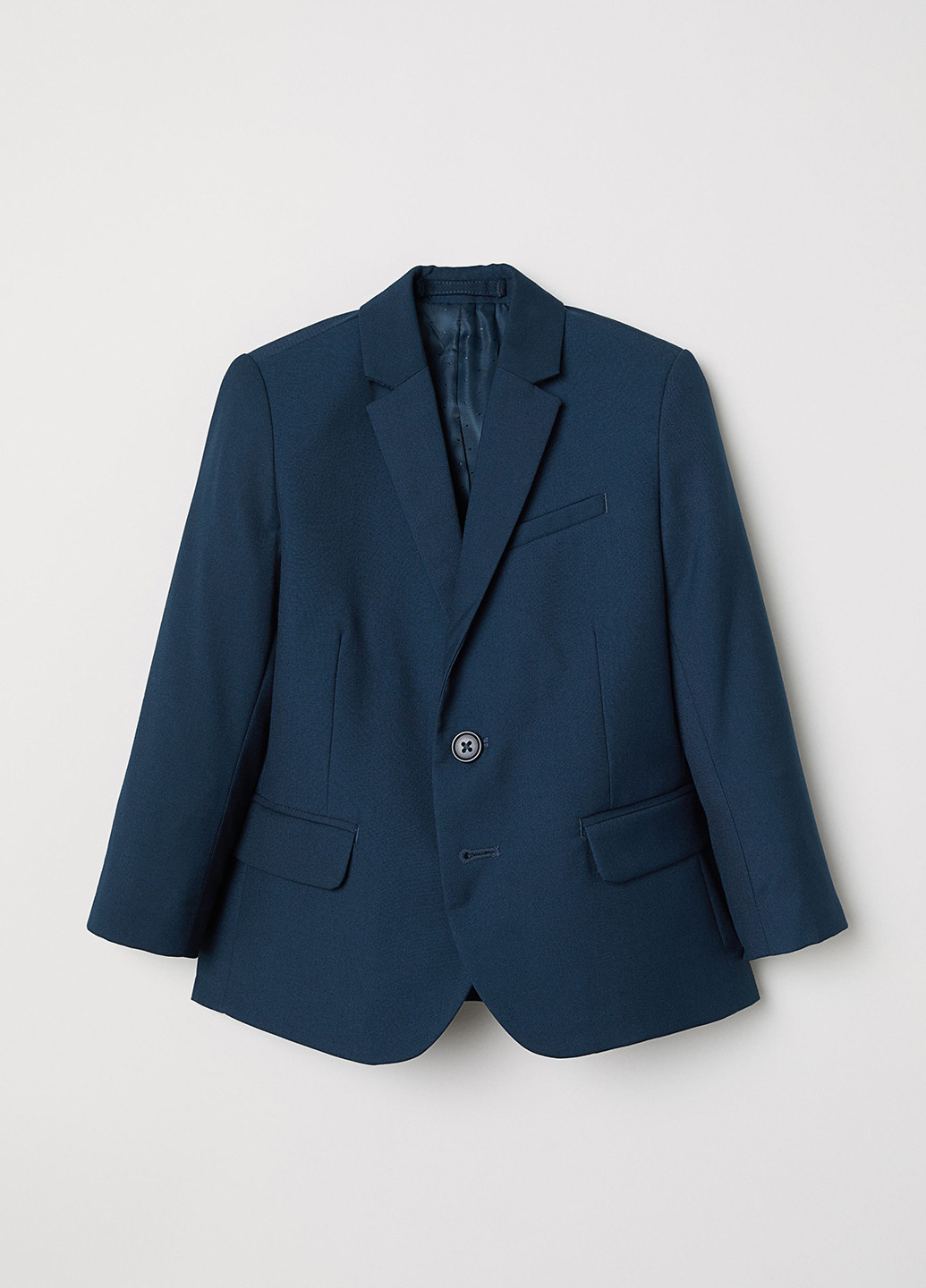 Піджак H&M однотонний темно-синій кежуал поліестер, костюмна