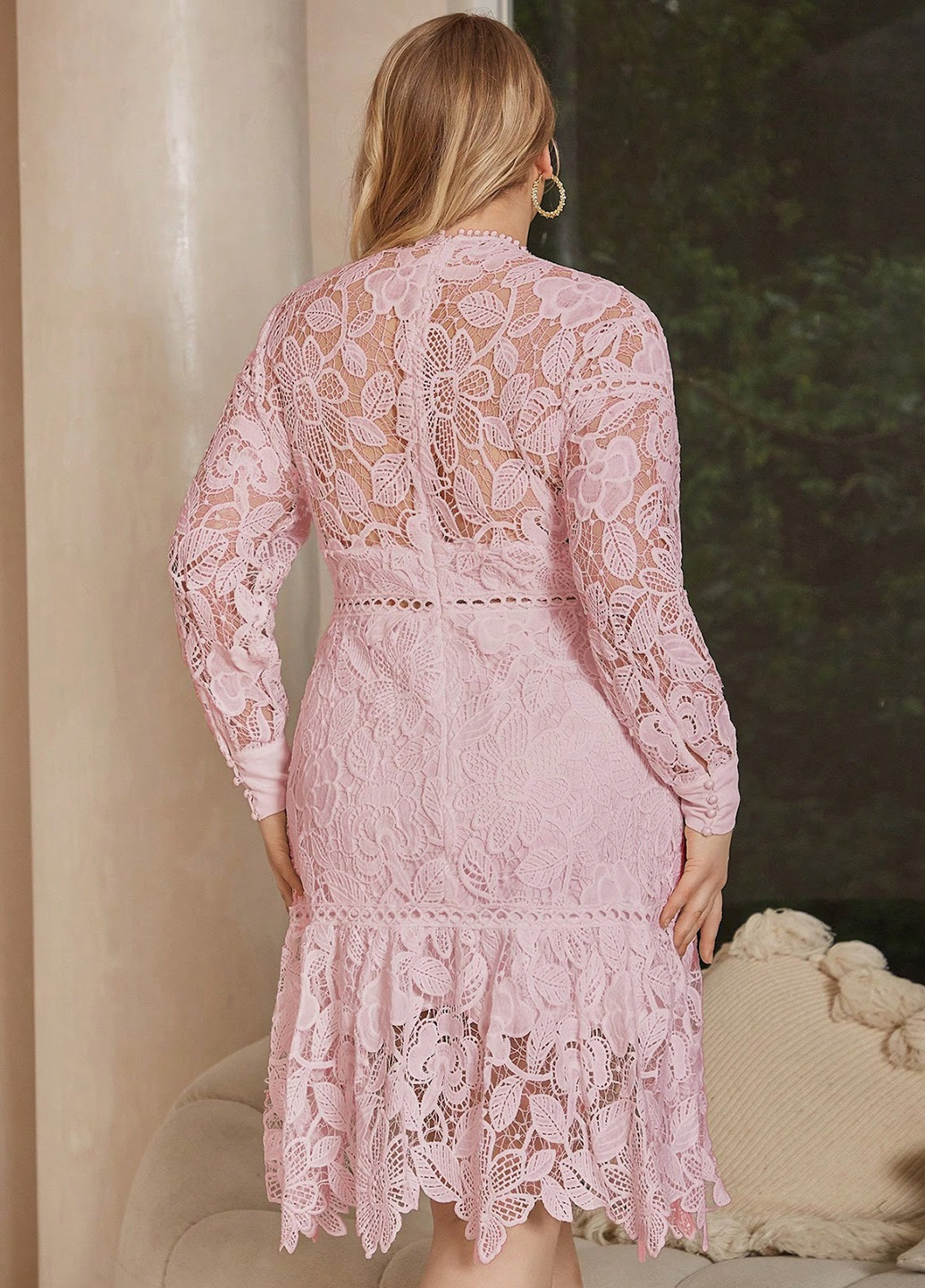 Светло-розовое кэжуал платье SHEIN однотонное