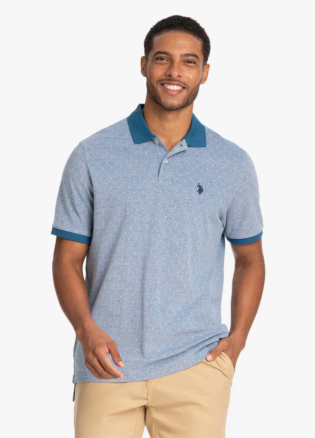 Синяя футболка-поло для мужчин U.S. Polo Assn. в горошек