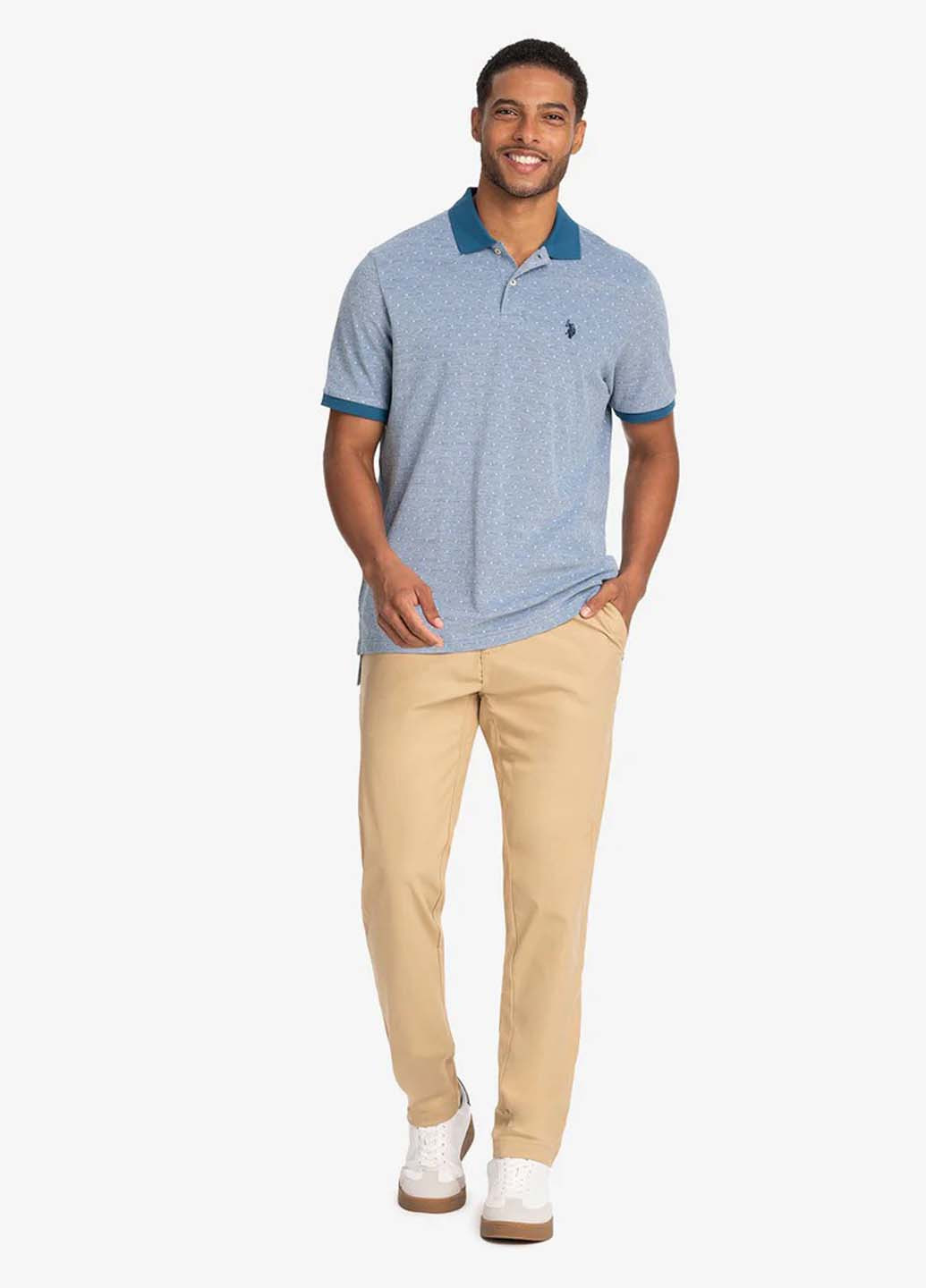 Синяя футболка-поло для мужчин U.S. Polo Assn. в горошек