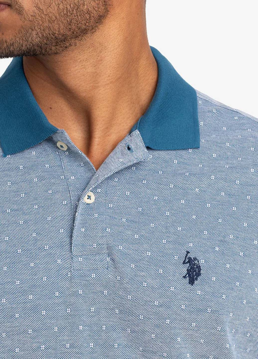 Синяя футболка-поло для мужчин U.S. Polo Assn. в горошек
