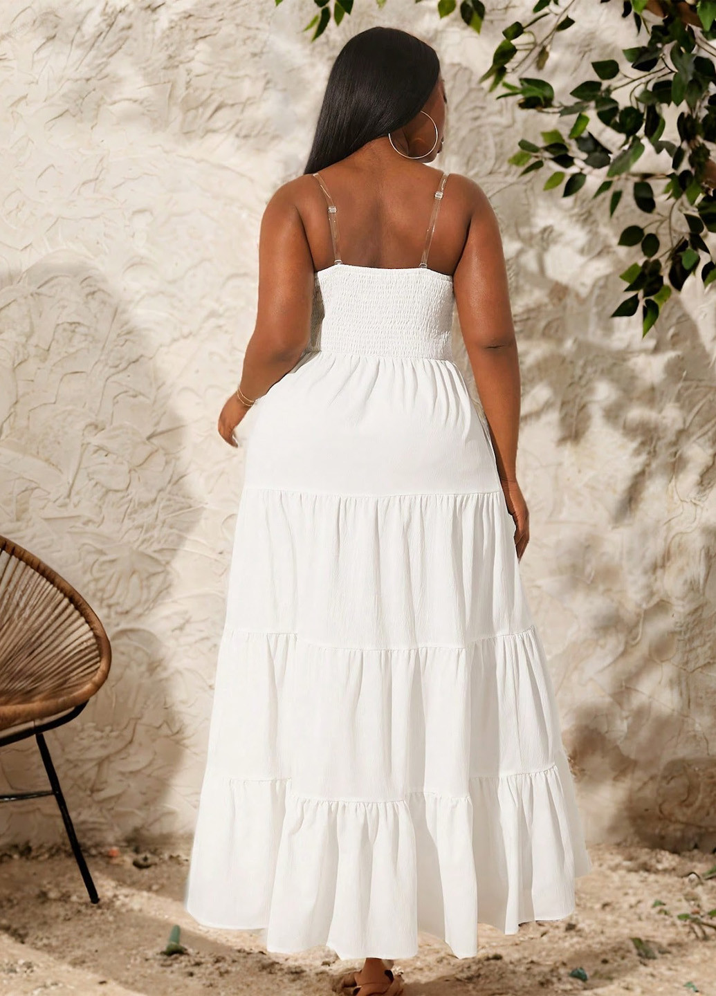 Білий кежуал сукня кльош SHEIN однотонна