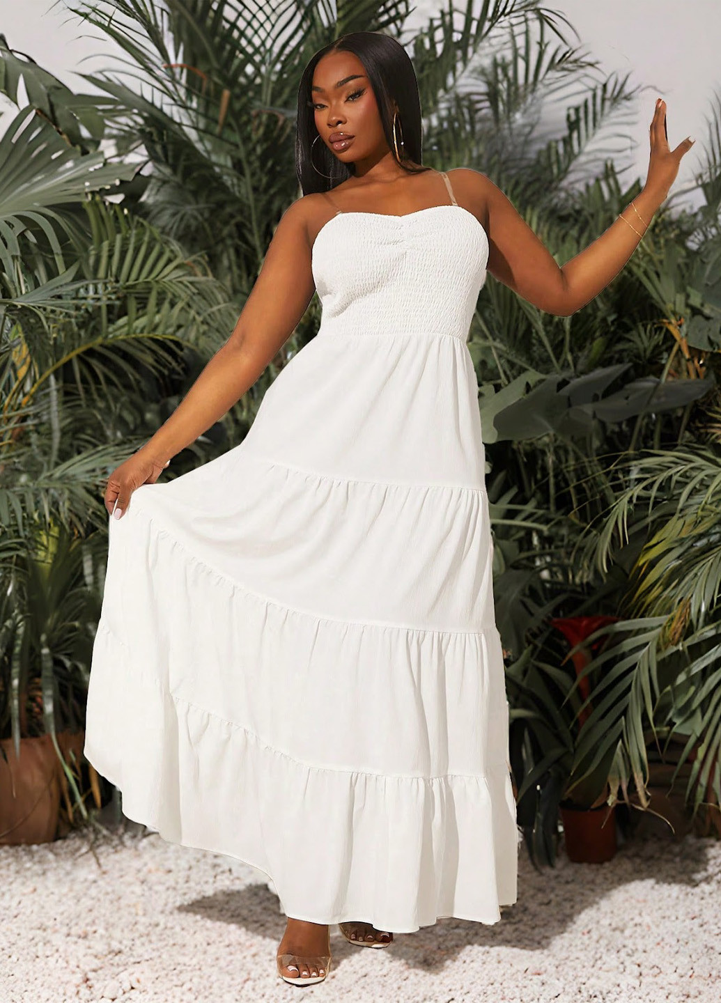 Білий кежуал сукня кльош SHEIN однотонна