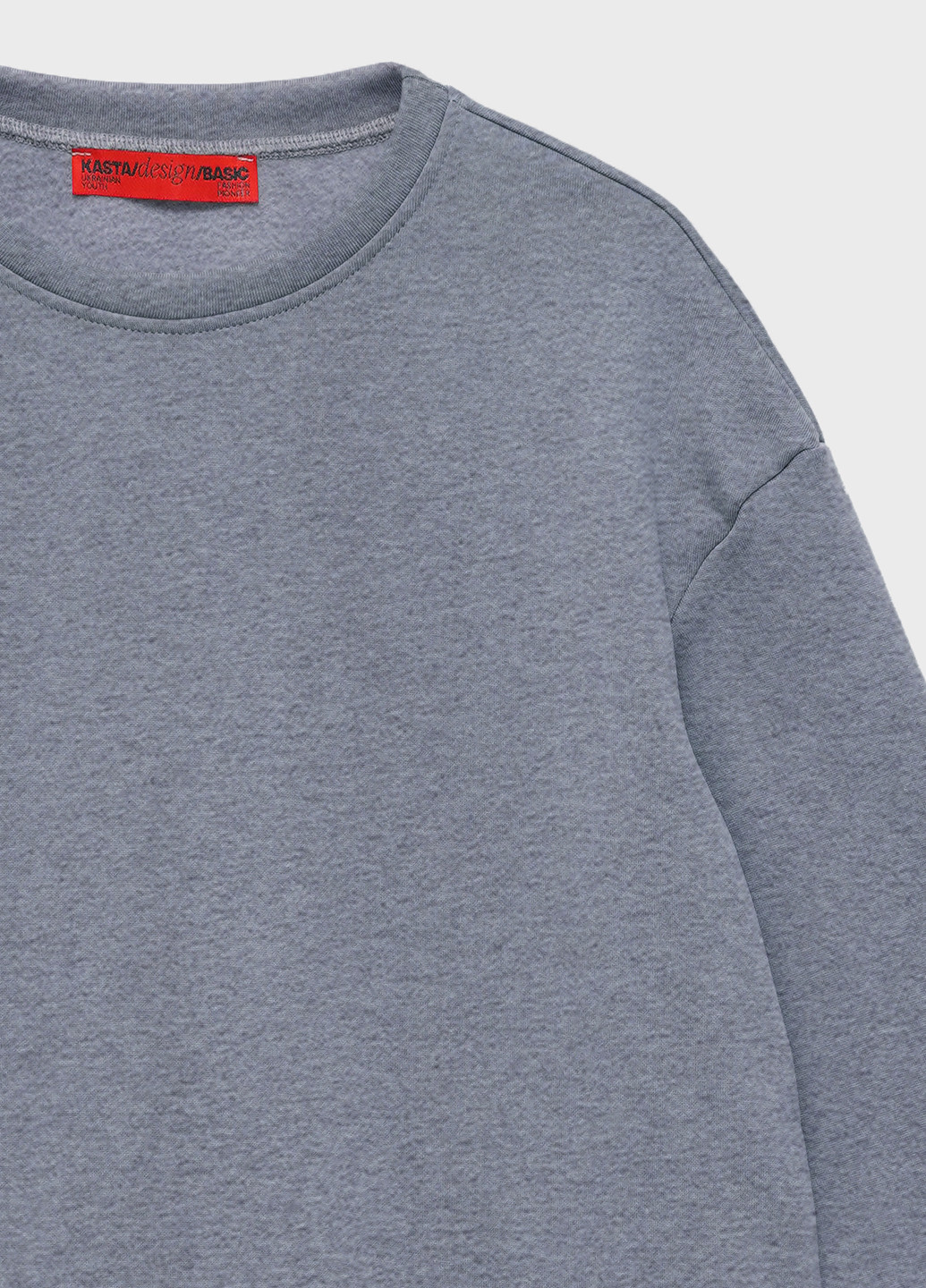 Свитшот базовый мужской на флисе KASTA design - Свободный крой однотонный серый кэжуал полиэстер, флис, хлопок - (254281152)