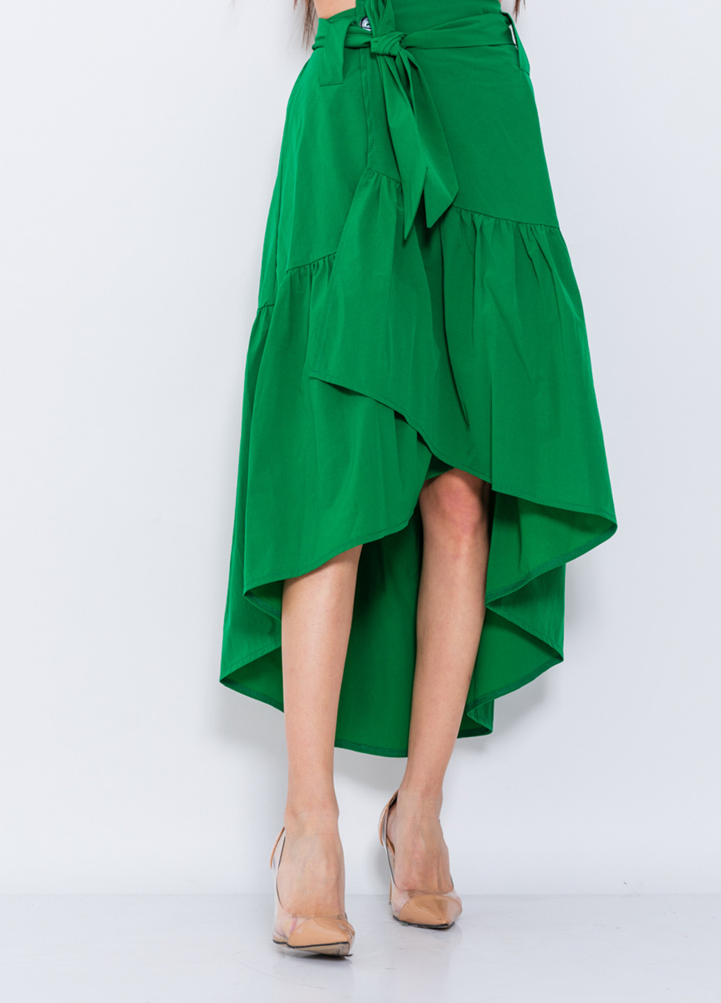 Зеленая кэжуал однотонная юбка Issa а-силуэта (трапеция)