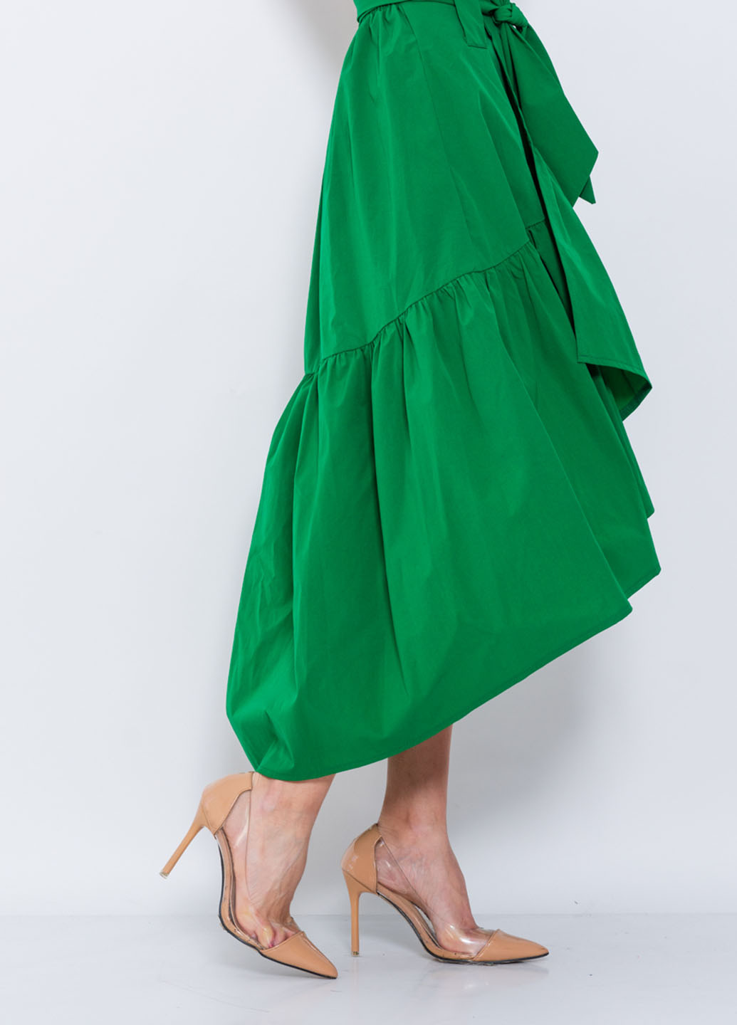 Зеленая кэжуал однотонная юбка Issa а-силуэта (трапеция)
