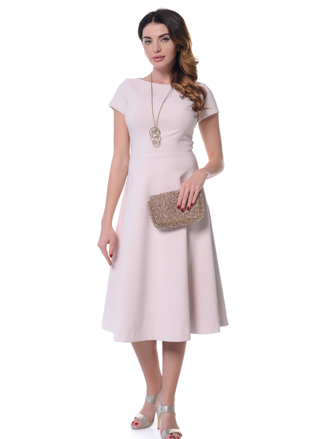 Светло-розовое кэжуал платье Arefeva однотонное