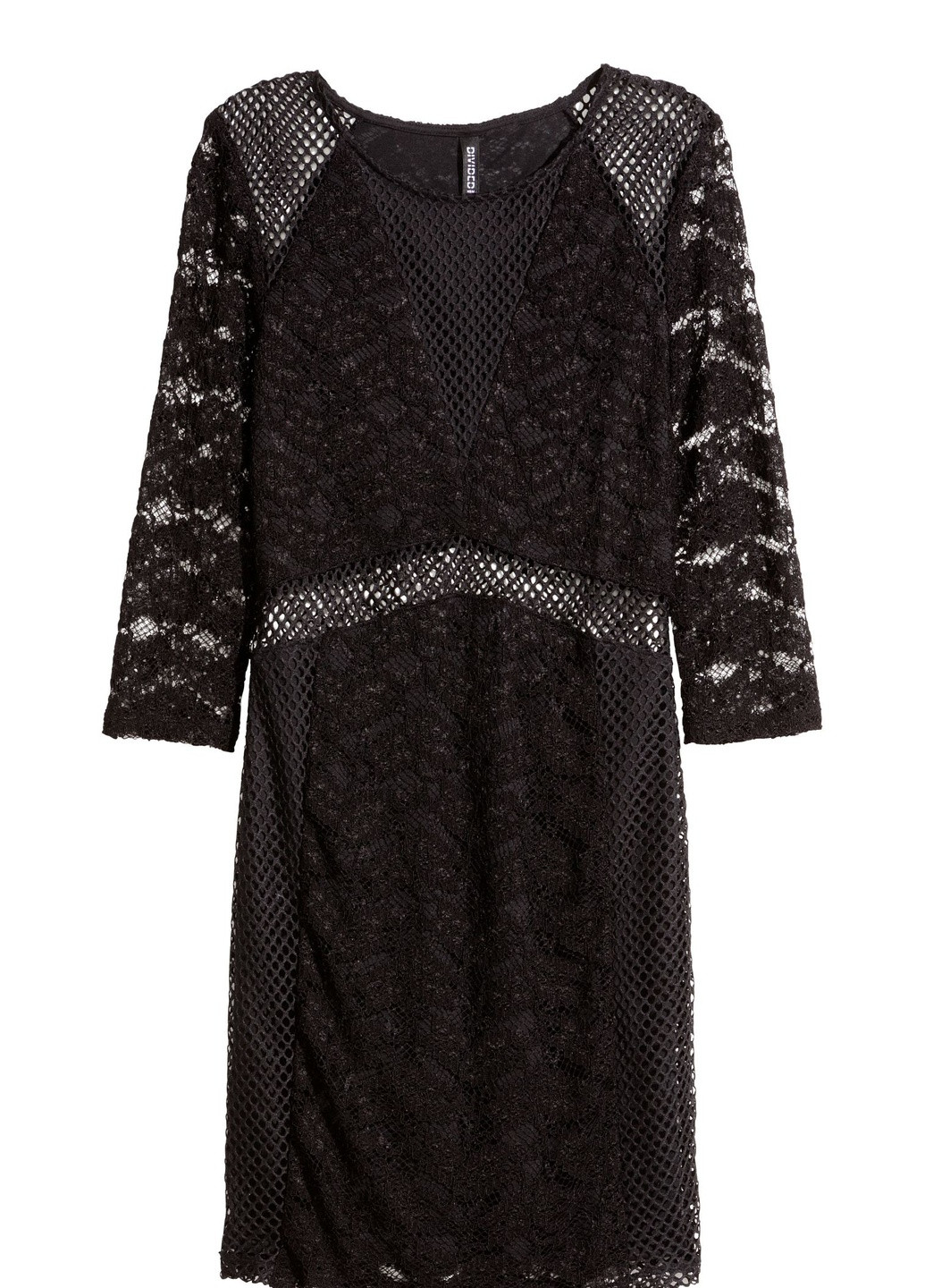 Черное вечернее платье кружевное H&M однотонное