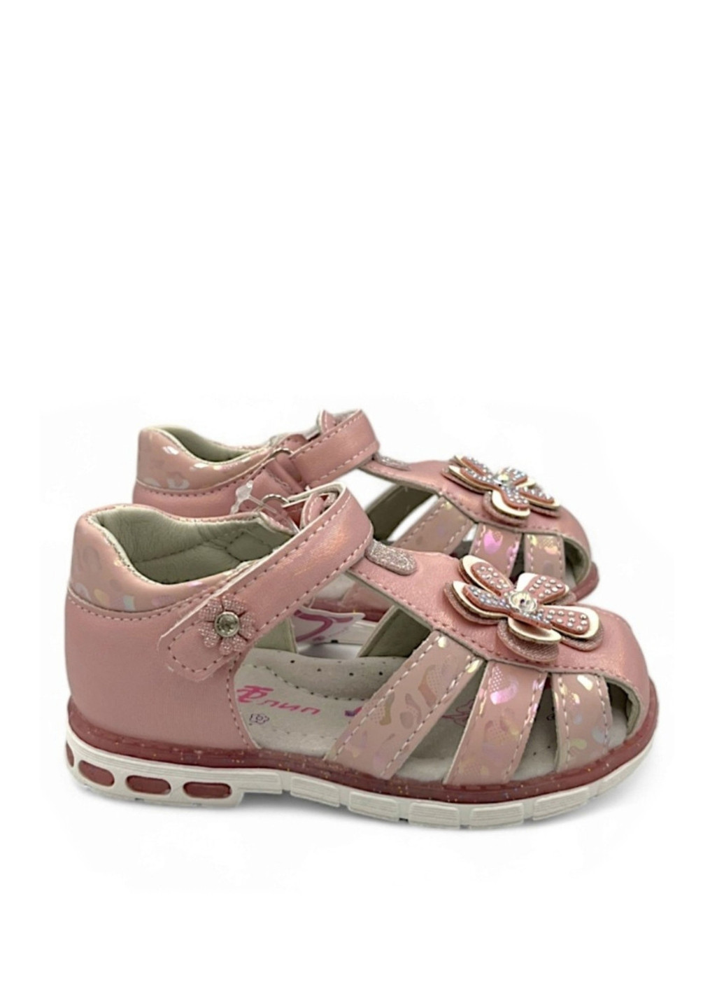 Розовые босоножки No Brand с аппликацией, со стразами