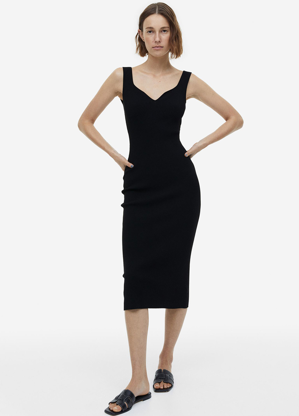 Чорна кежуал сукня футляр H&M однотонна