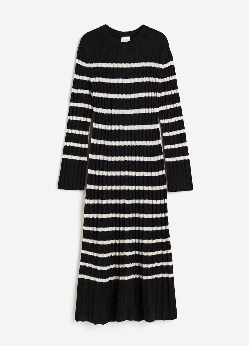 Чорно-білий кежуал сукня сукня светр, кльош, плісована H&M в смужку