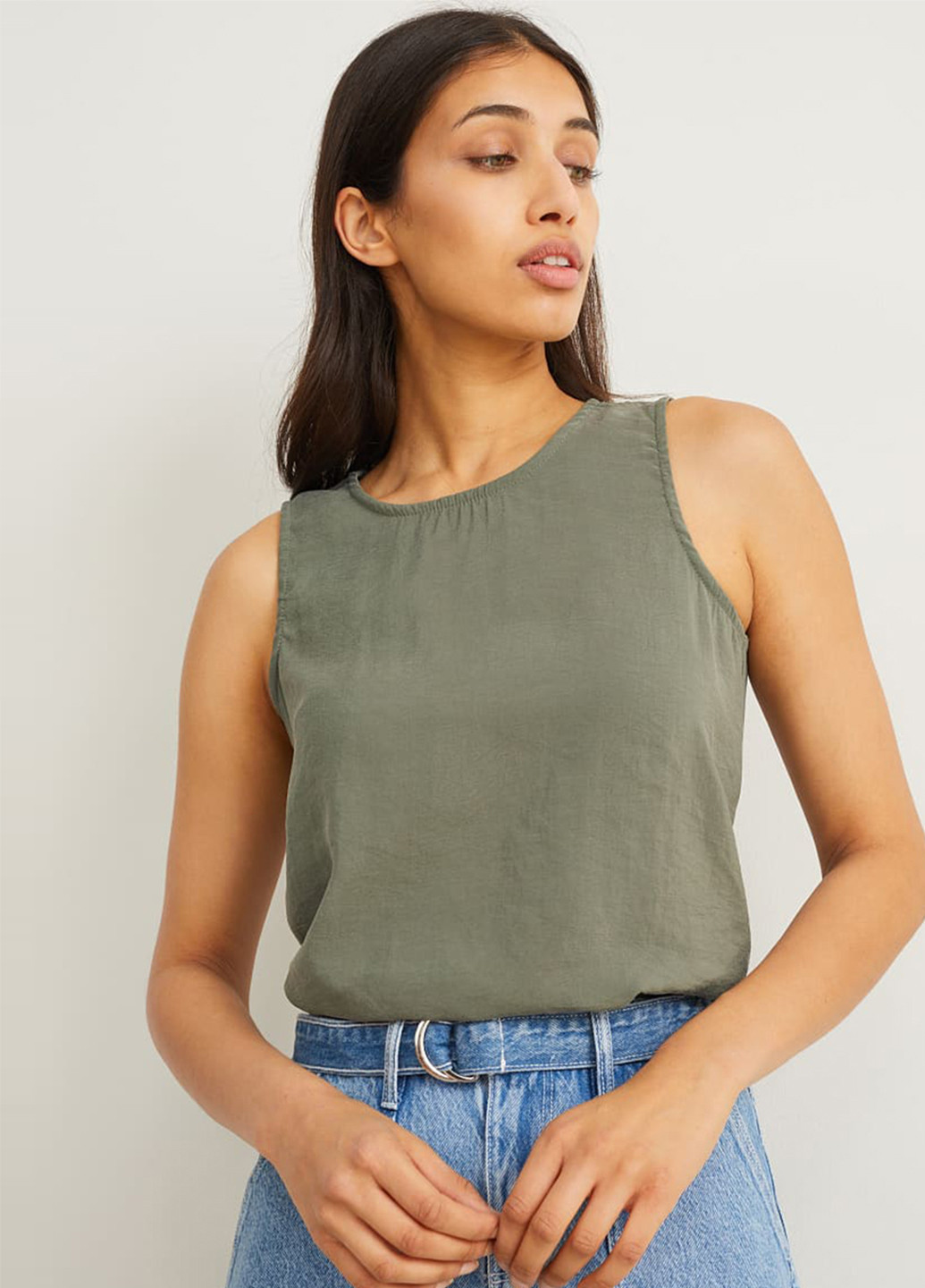 Сіро-зелена літня блуза C&A