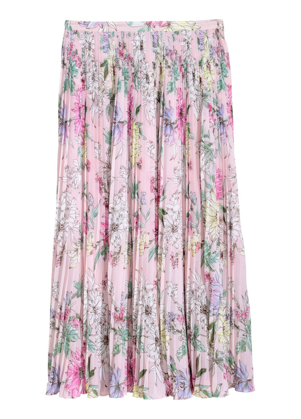 Розовая кэжуал цветочной расцветки юбка H&M клешированная