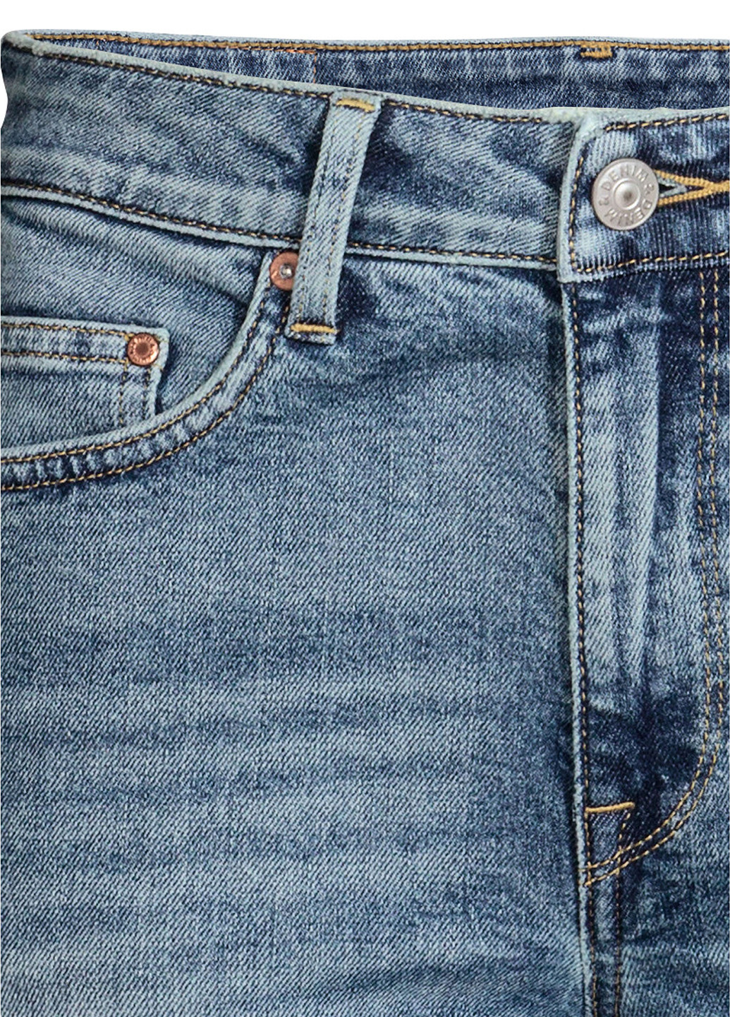 Джинси H&M кльош однотонні блакитні джинсові бавовна