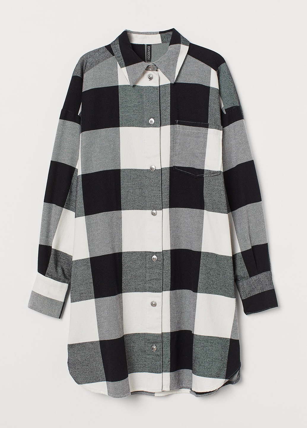 Черно-белое кэжуал платье а-силуэт, рубашка H&M в клетку