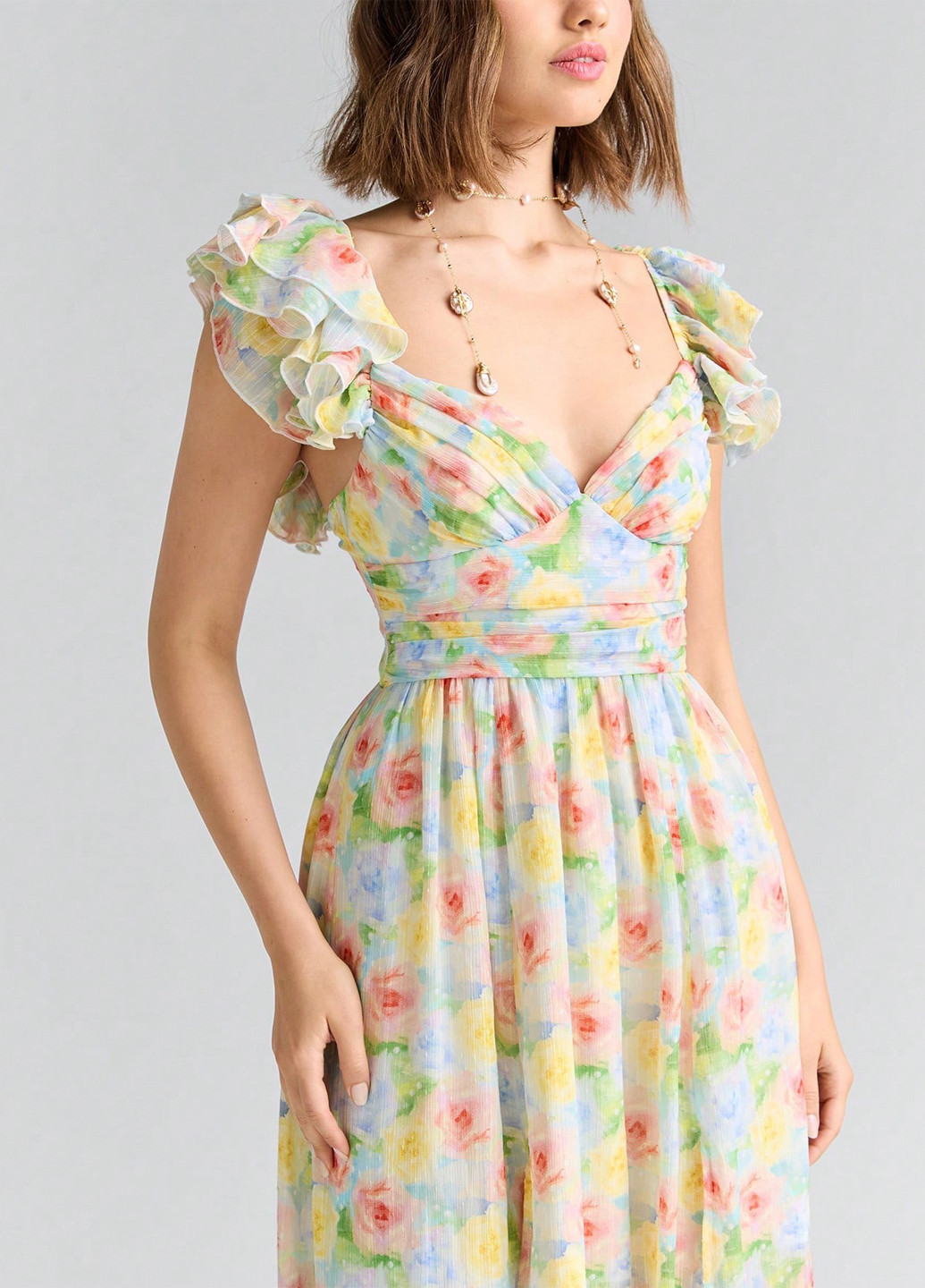 Комбинированное кэжуал платье в стиле ампир, с открытой спиной SHEIN с цветочным принтом