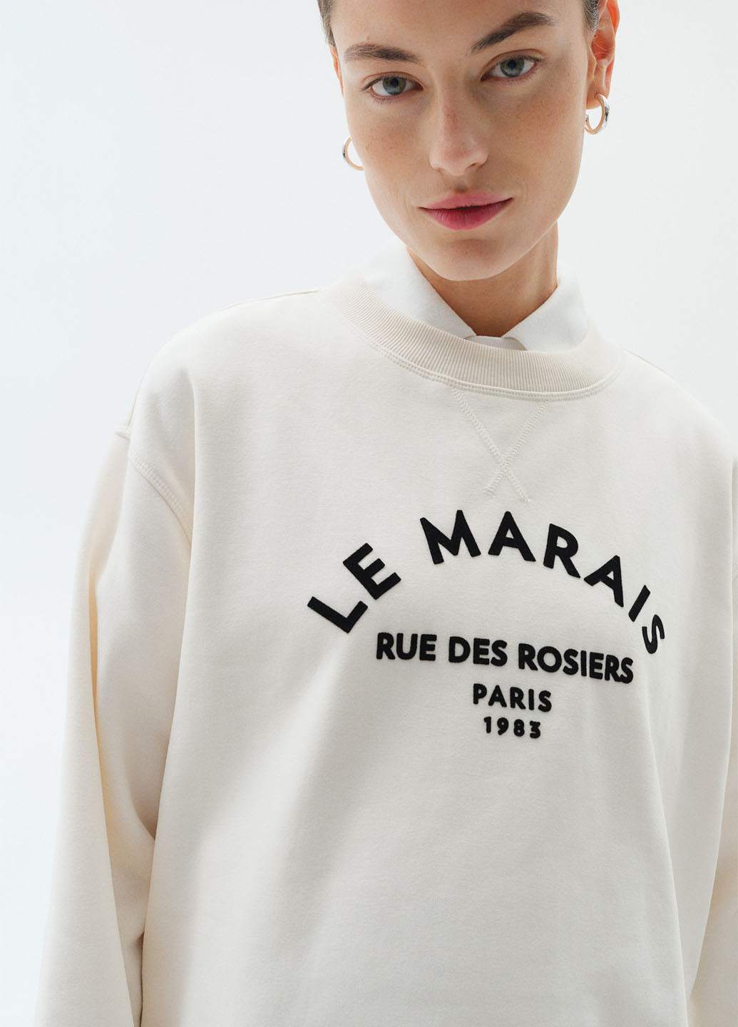 Кремовий світшот для вагітних H&M напис без декору (362050205)